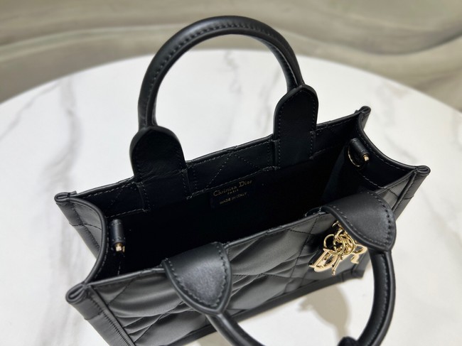 Mini Dior Book Tote Macrocannage Calfskin S5573OW black