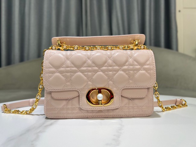 Small Dior Jolie Top Handle Bag Cannage Calfskin M9271U Powder Pink