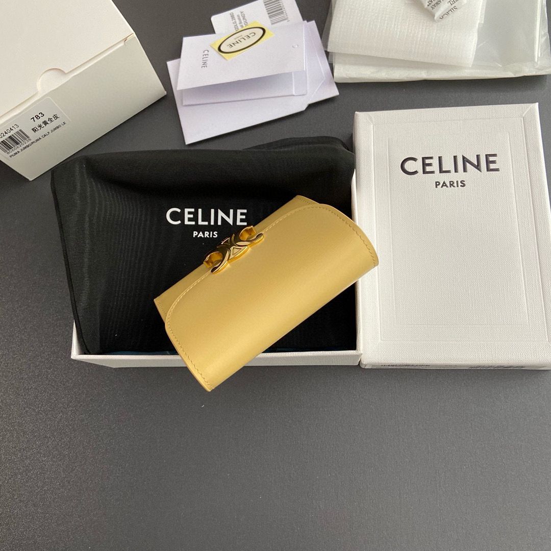 Celine SMALL WALLET TRIOMPHE IN SHINY CALFSKIN 10D783 YELLOW