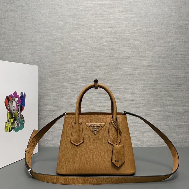 Prada Double leather mini bag 1BG443 brown