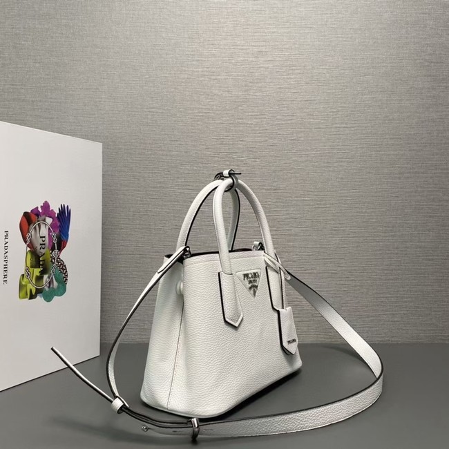 Prada Double leather mini bag 1BG443 white