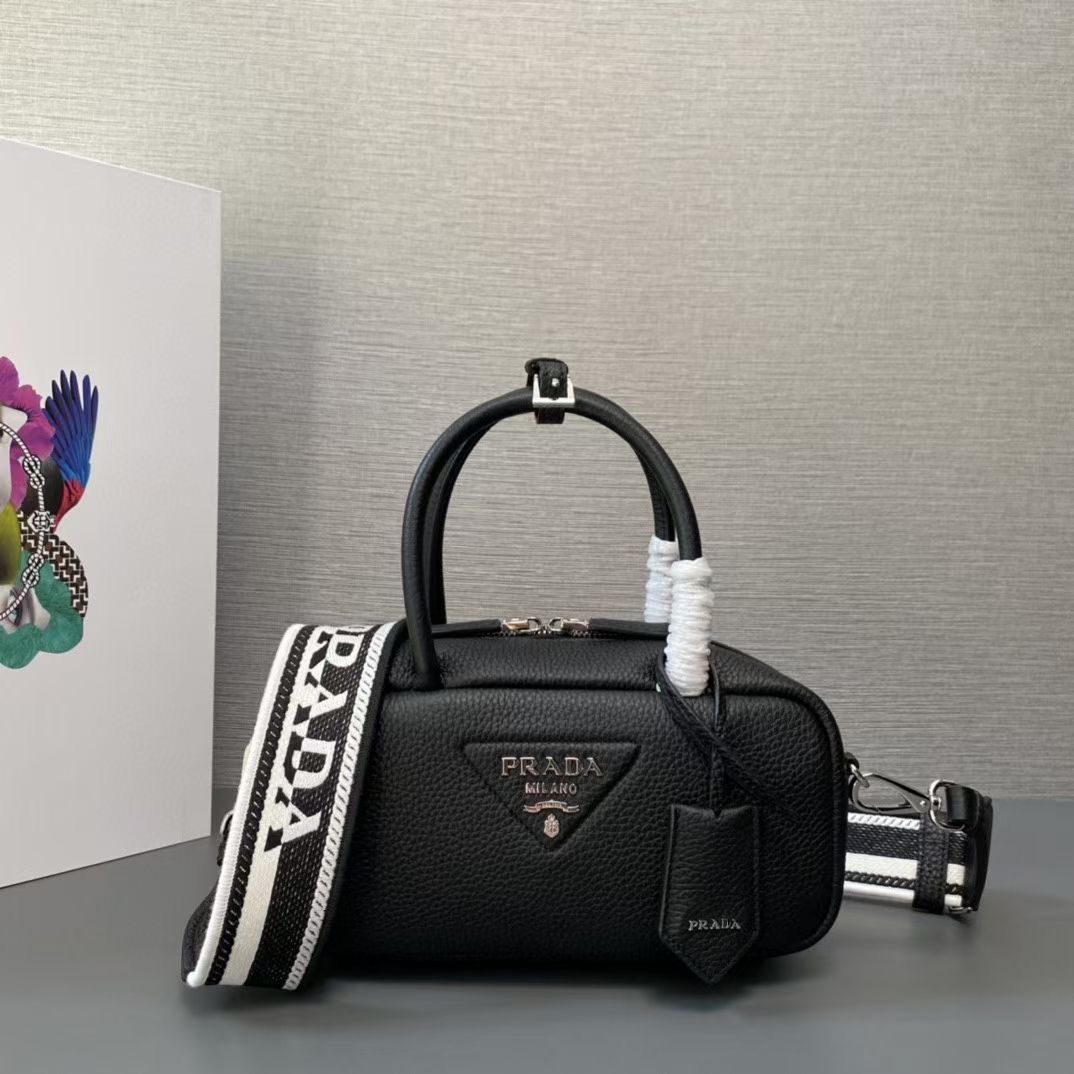 Prada Double leather small bag 1BB102 black