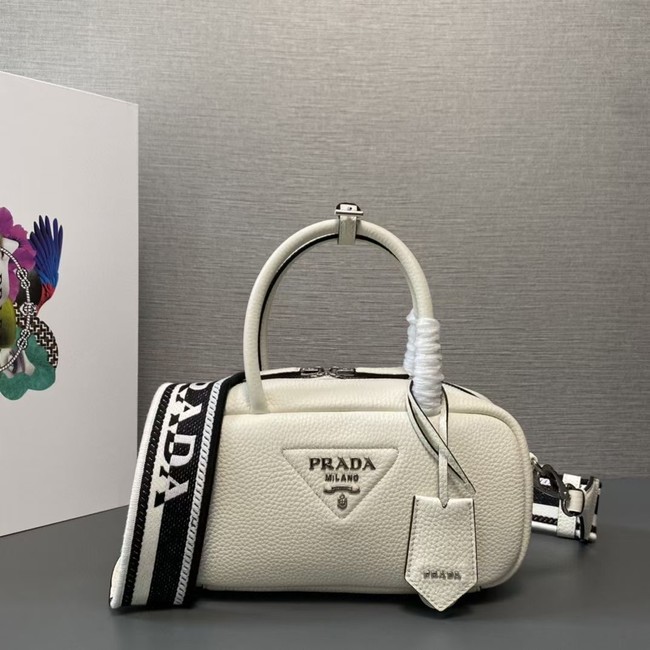 Prada Double leather small bag 1BB102 white