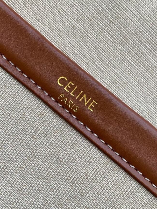 CELINE LARGE CABAS THAIS IN TEXTILE WITH CELINE ALL-OVER 196762 NATURAL & TAN
