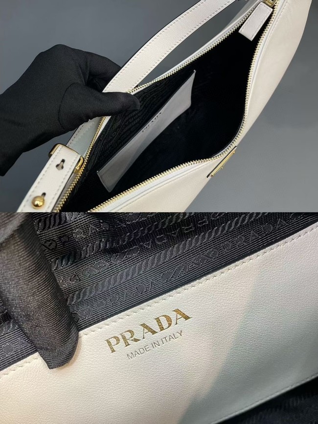 Prada Large leather shoulder bag 1BC212 white