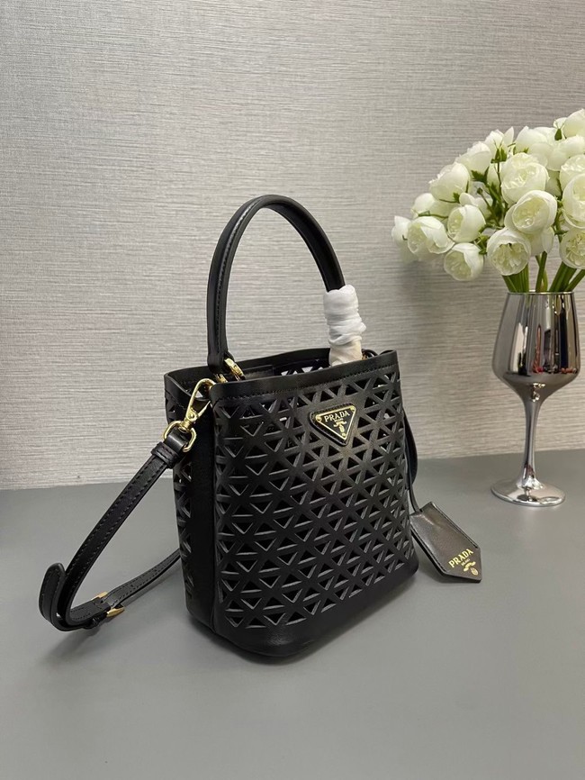 Prada Panier leather mini-bag with cut-out motif 1BA217 black