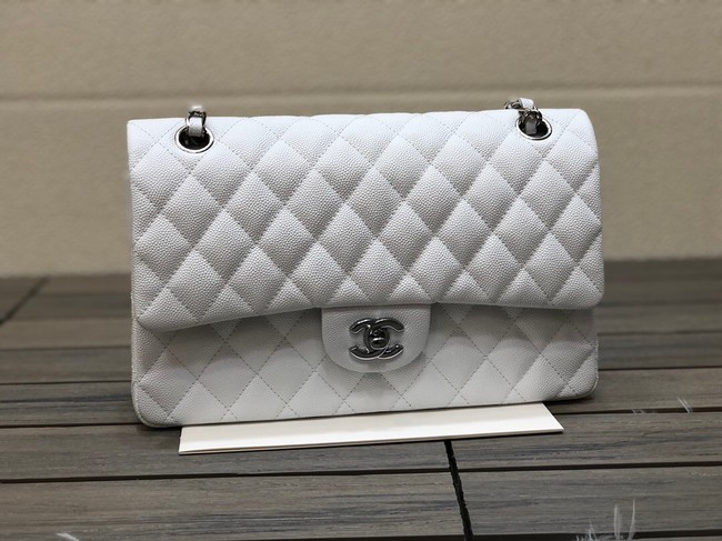 CHANEL CLASSIC 11.12 HANDBAG AS01112 WHITE&Silver Metal