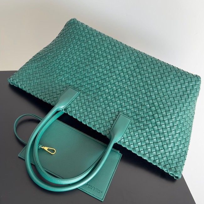 Bottega Veneta Large intreccio leather tote bag 608811 Emerald Green