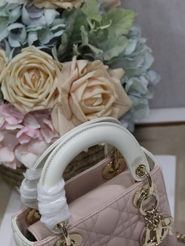 Mini Lady Dior Bag Two-Tone Latte and Powder Pink Cannage Lambskin M0505ONI