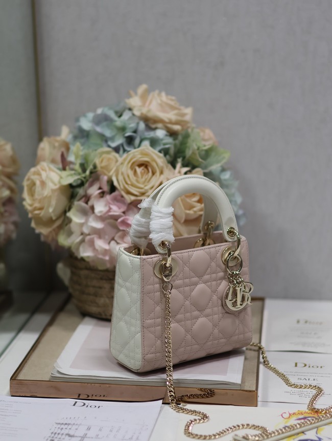 Mini Lady Dior Bag Two-Tone Latte and Powder Pink Cannage Lambskin M0505ONI