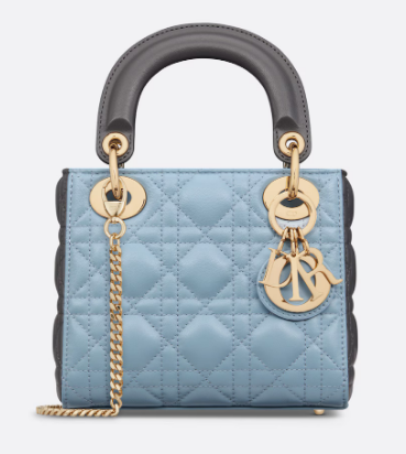 Mini Lady Dior Bag Two-Tone Sky Blue and Steel Gray Cannage Lambskin M0505ONI