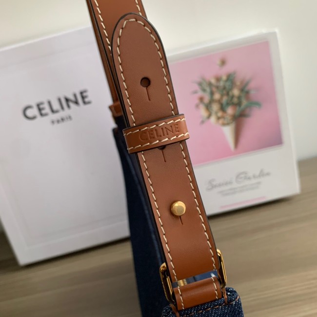 CELINE AVA BAG IN Denim Blue AND CALFSKIN 193952 TAN