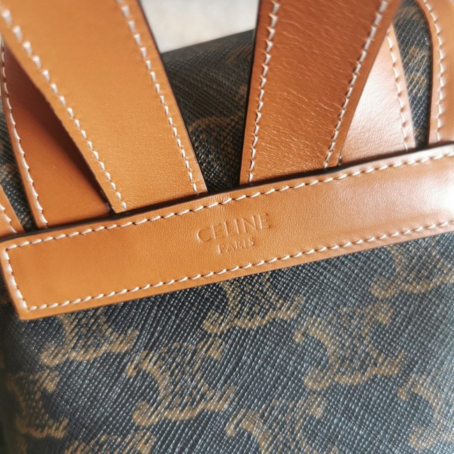 CELINE MINI BACKPACK FOLCO IN TRIOMPHE CANVAS AND CALFSKIN 197662 TAN