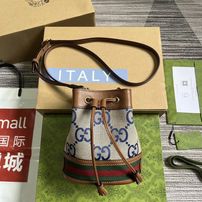 Gucci Ophidia mini GG bucket bag ‎550620 blue&brown