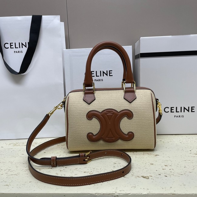 CELINE SMALL BOSTON IN SMOOTH CALFSKIN 113773 NATURAL & TAN