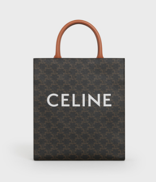 CELINE SMALL CABAS VERTICAL IN TRIOMPHE CANVAS AND CALFSKIN 191542 TAN