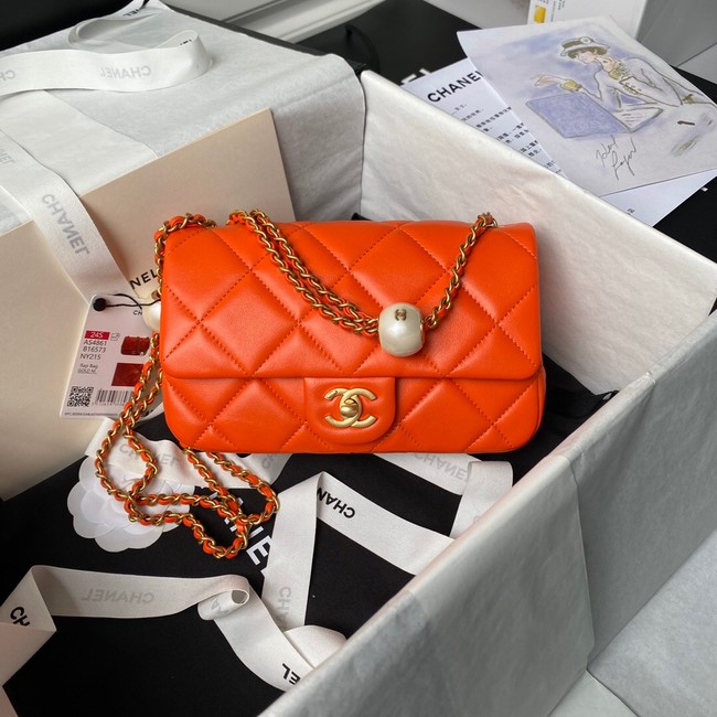 CHANEL SMALL FLAP BAG AS4861 orange