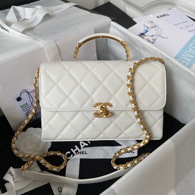 Chanel FLAP BAG WITH TOP HANDLE AS4008 white