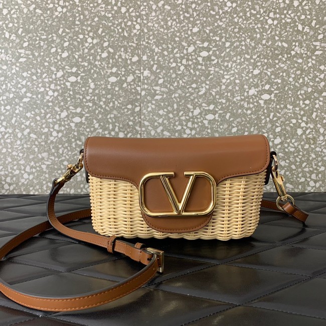 VALENTINO Small Woven Shoulder Bag 5055 brown