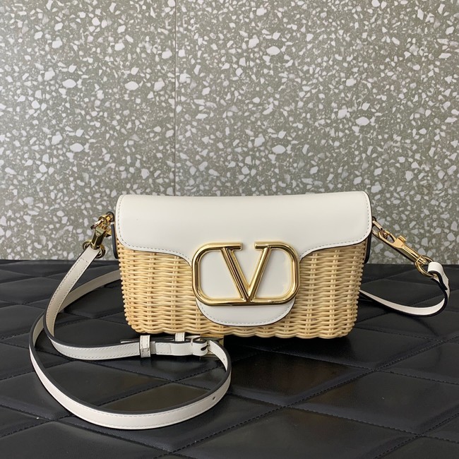 VALENTINO Small Woven Shoulder Bag 5055 white