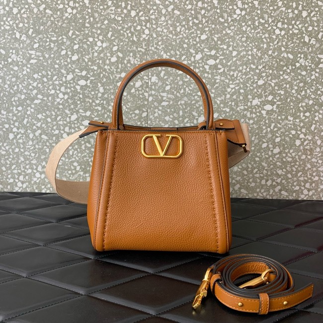 VALENTINO Alltime small grain calfskin bag B0Q26 brown