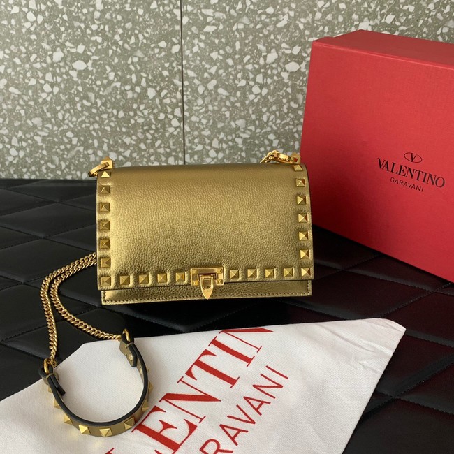 VALENTINO Rockstud calfskin chain bag HHI16 gold