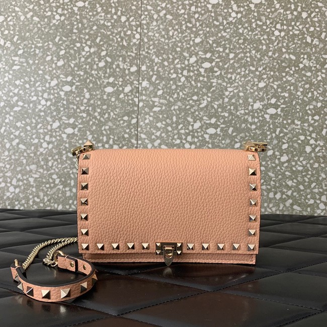 VALENTINO Rockstud calfskin chain bag SHI16 pink