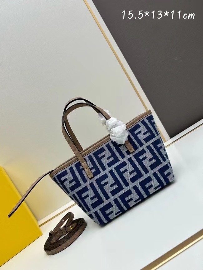 Fendi mini FF jacquard fabric and leather bag F3671 Electric Blue