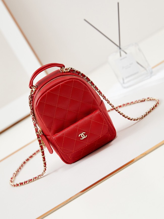 Chanel MINI BACKPACK AP3753 Grained Calfskin & Gold-Tone Metal red