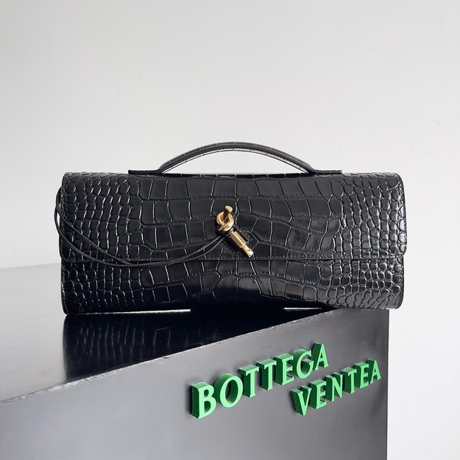 Bottega Veneta Long Clutch Andiamo With Handle alligator leather 741511 black