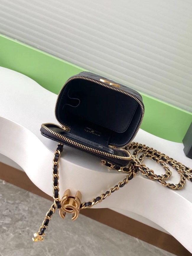 CHANEL Grained Calfskin Small Vanity with Chain AP3941 black