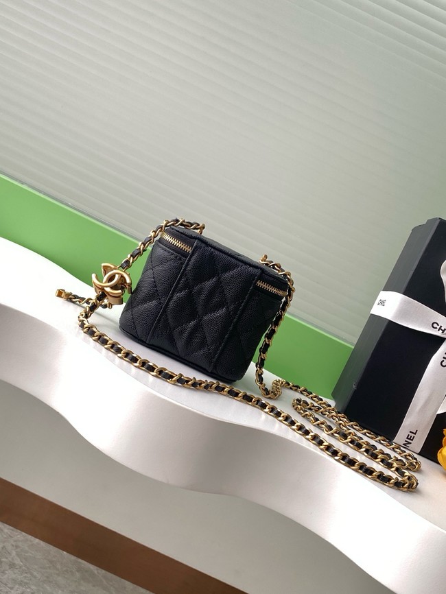 CHANEL Grained Calfskin Small Vanity with Chain AP3941 black