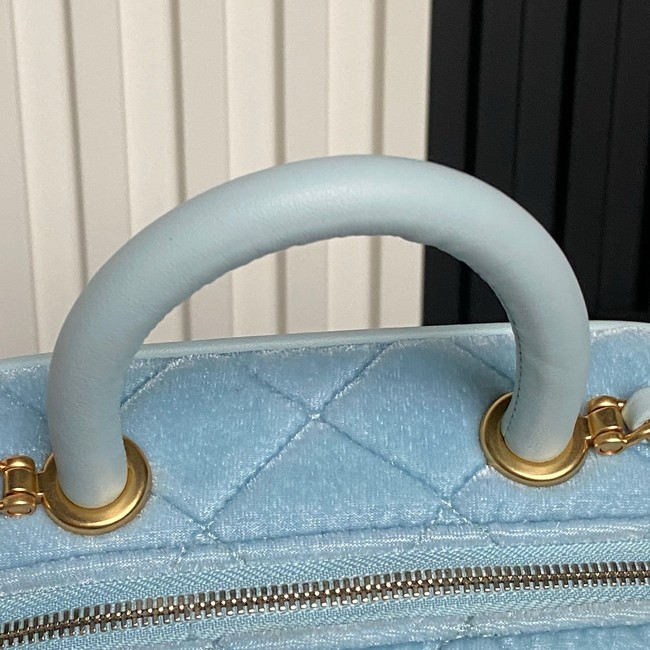 Chanel Velvet Mini Bowling Bag AS5572light blue
