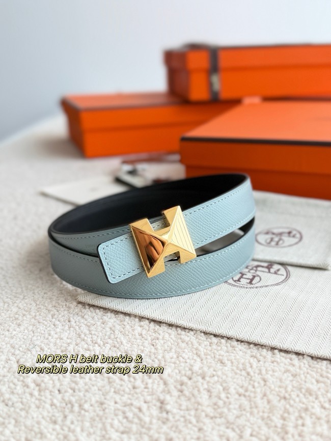 Hermes Epsom calfskin double-sided leather belt 65993