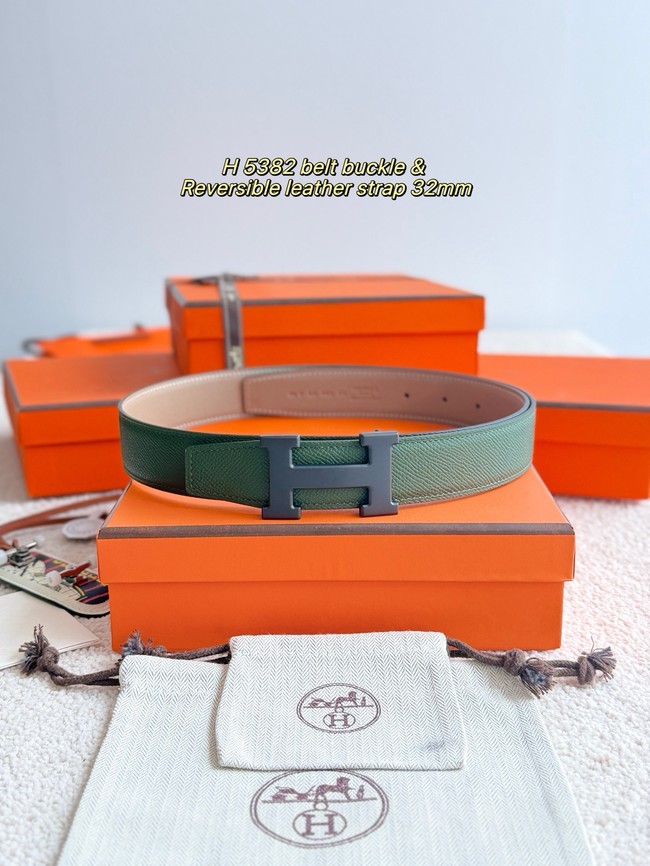 Hermes Epsom calfskin double-sided leather belt 66001