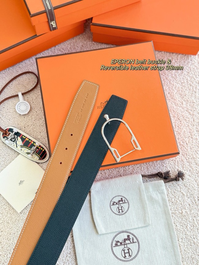 Hermes Epsom calfskin double-sided leather belt 66009