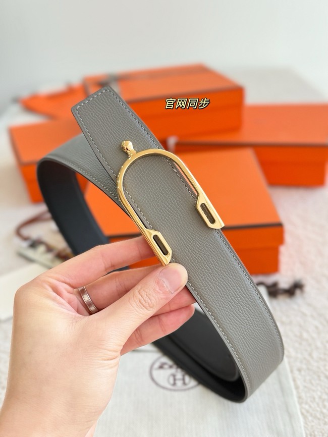Hermes Epsom calfskin double-sided leather belt 66009