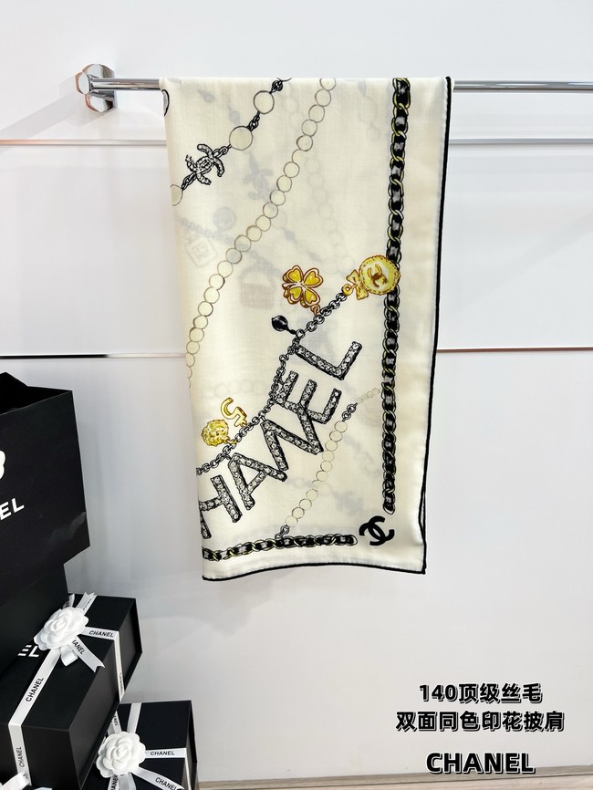 Chanel Square Scarf Silk Twill KY187