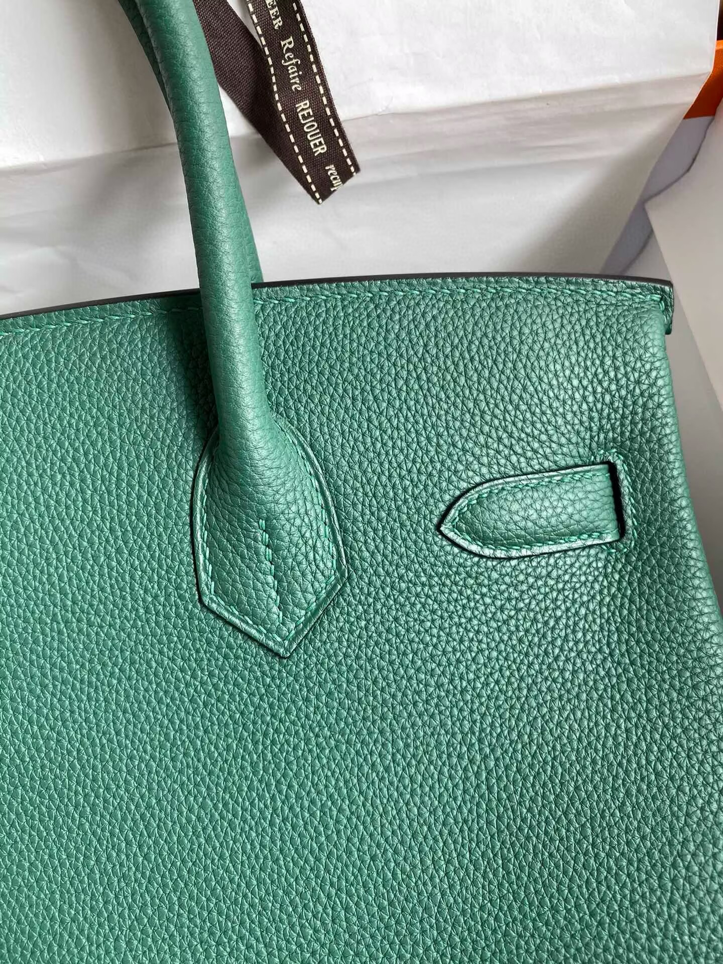 Hermes Birkin Original Togo Leather Bag 5588 Green Gold-Tone Hermes Birkin Original Togo Leather Bag 5588 Green Gold-Tone