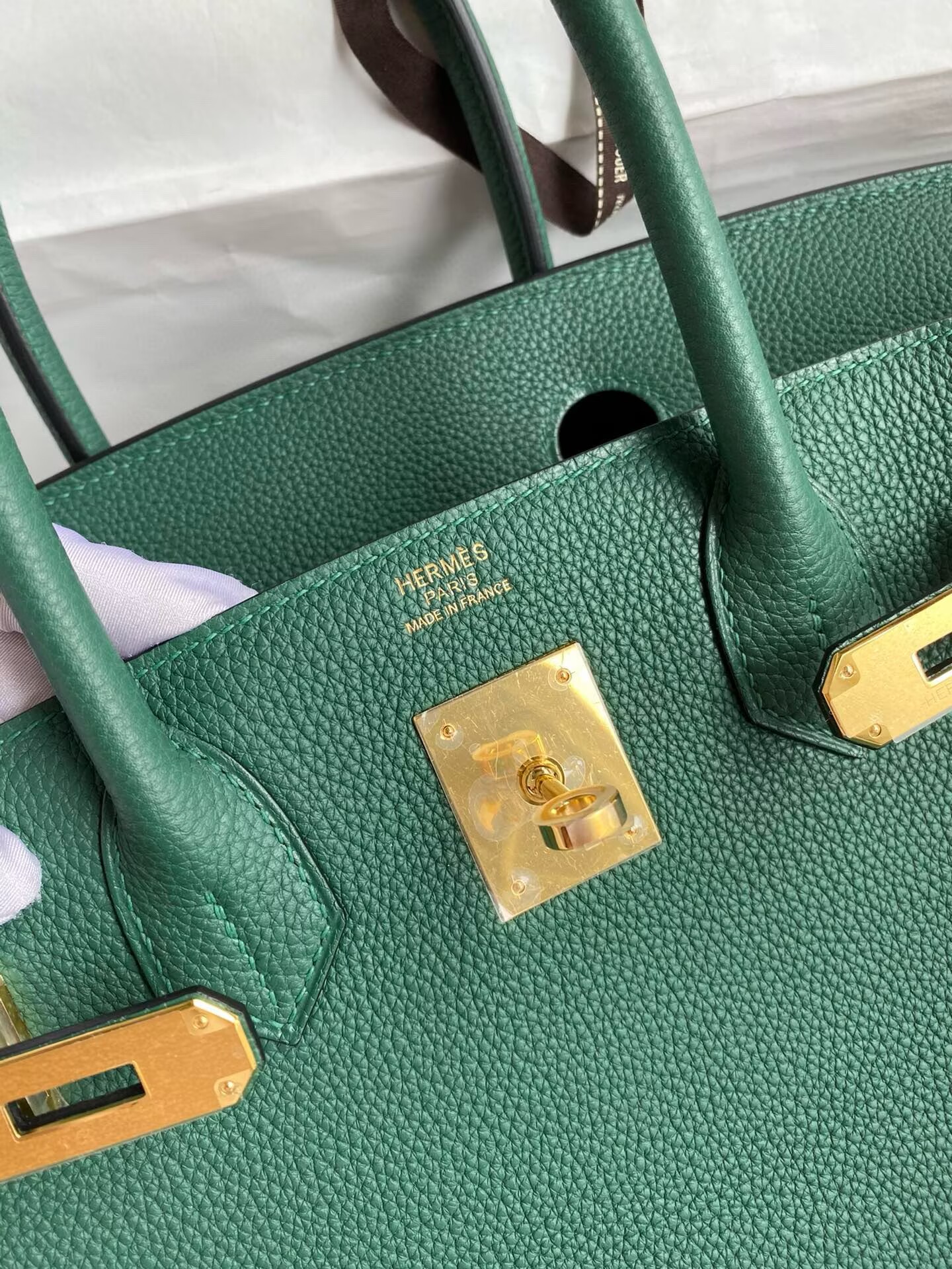 Hermes Birkin Original Togo Leather Bag 5588 Green Gold-Tone Hermes Birkin Original Togo Leather Bag 5588 Green Gold-Tone