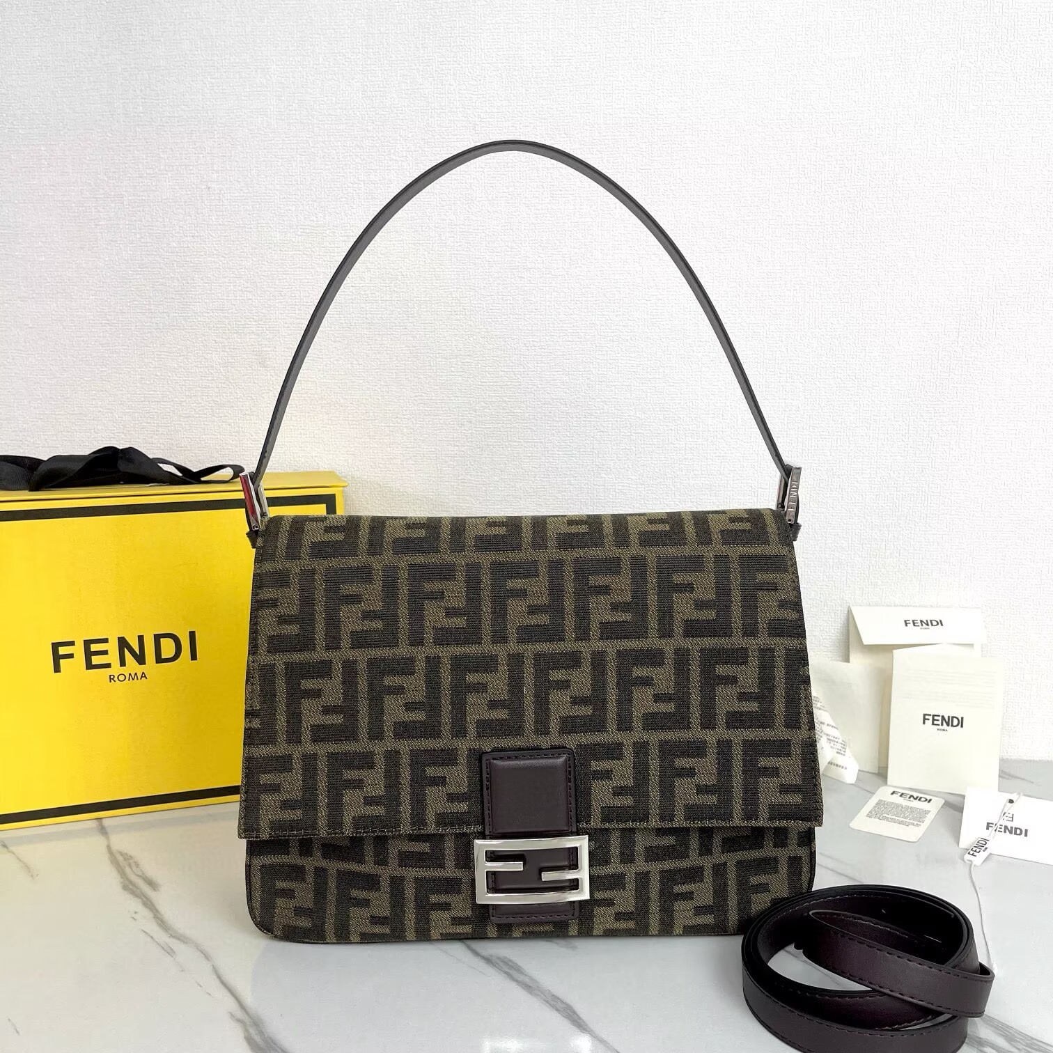 Fendi Mamma Baguette Original Leather Top Handle Bag 8832 Brown