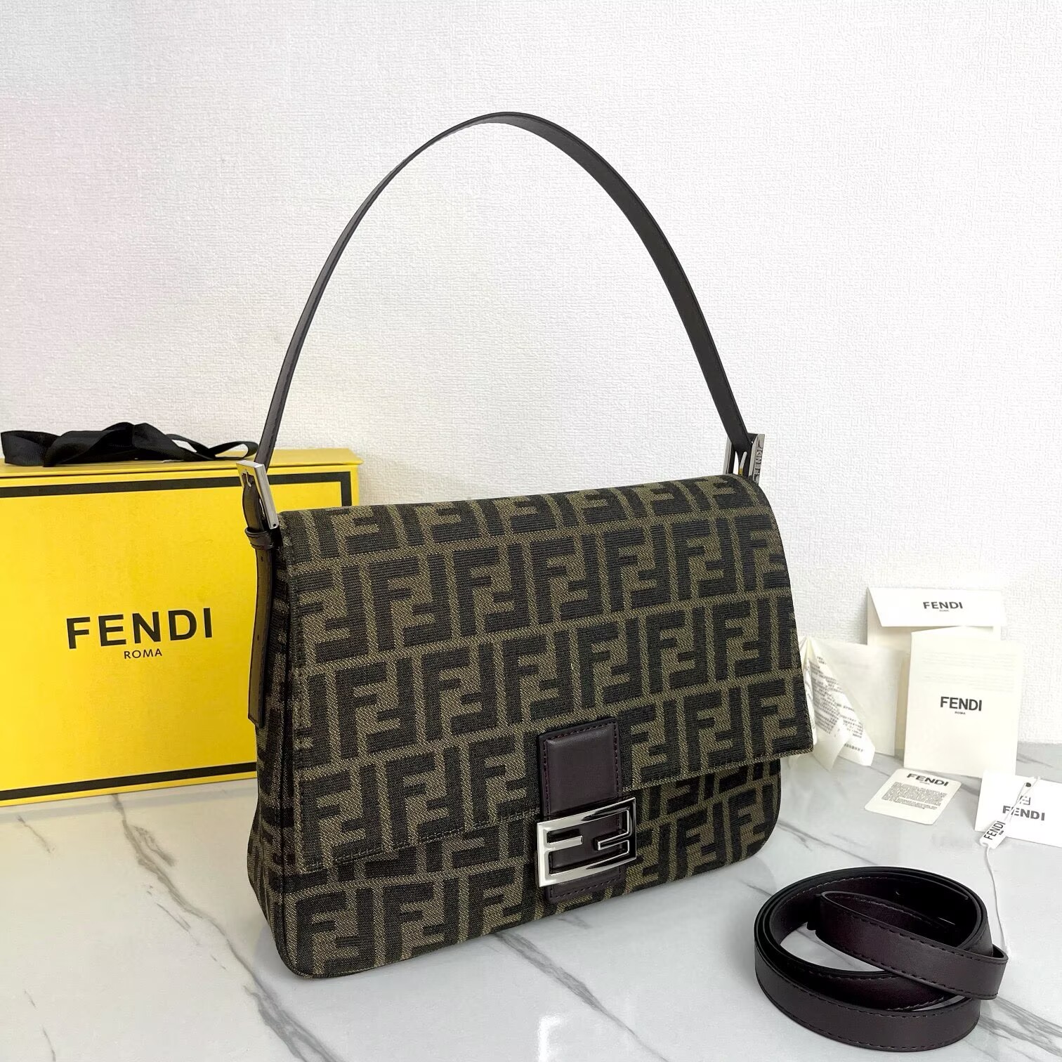 Fendi Mamma Baguette Original Leather Top Handle Bag 8832 Brown