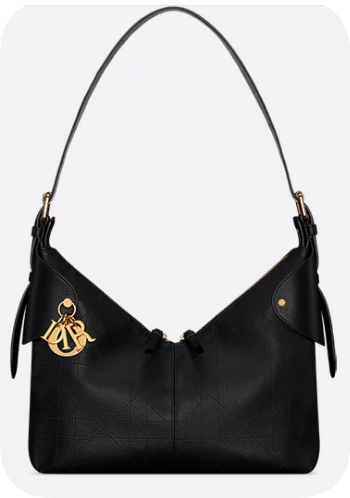 Medium Dior Voyage Bag Black Flat Macrocannage Grained Calfskin M2846UJ