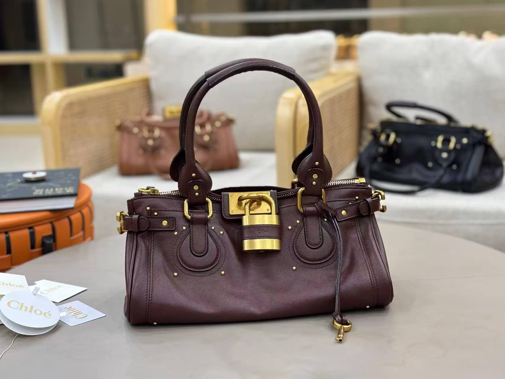 Chloe Original Leather Handle Bag C63202 Coffee Brown