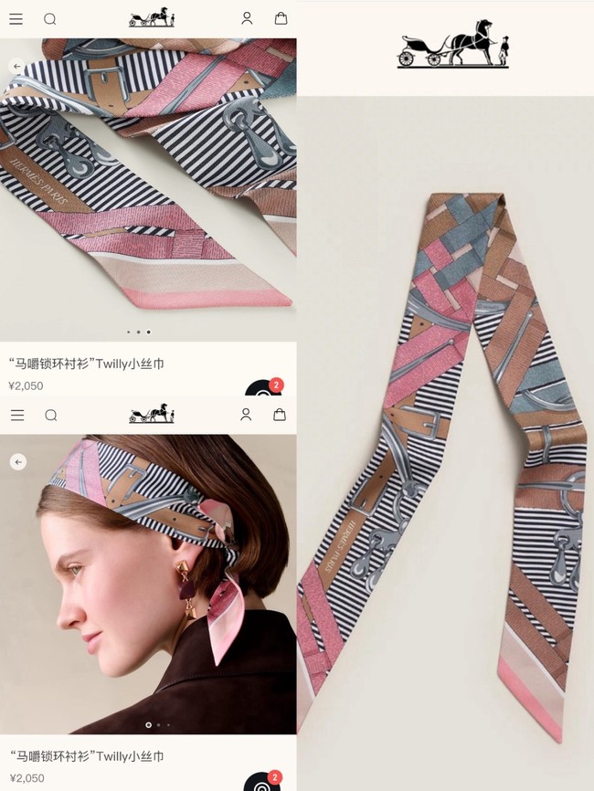 Hermes Silk Twilly scarf H06376