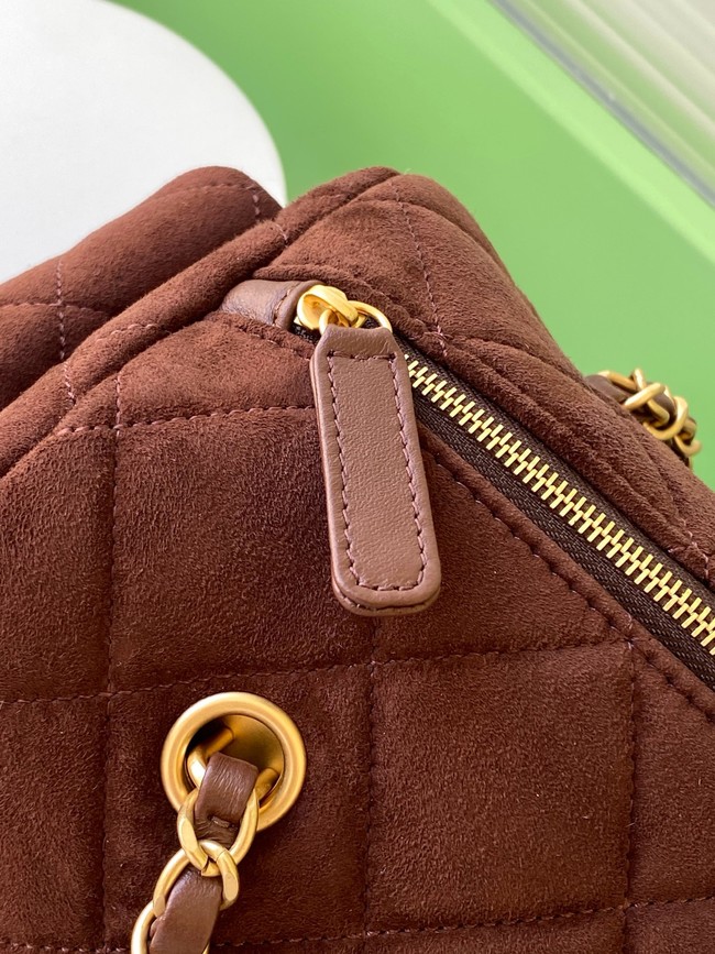 CHANEL Small Bowling Bag Suede AS5791 burgundy