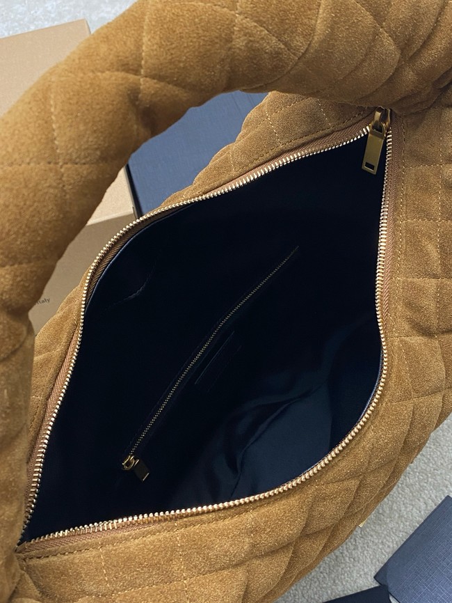 Yves Saint Laurent ICARE hobo in quilted suede 858160 CARAMEL COGNAC