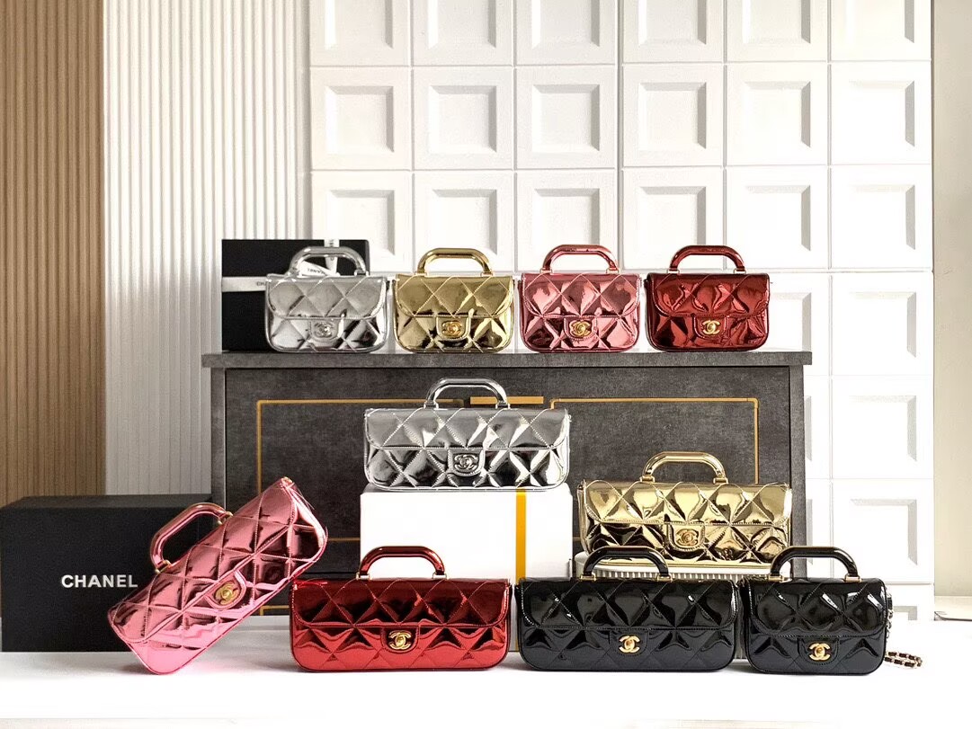 Chanel 25K Original Patent Leather Top Handle Bag A6321 Black