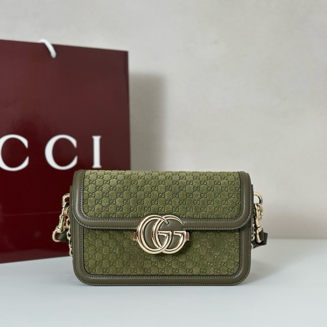 Gucci GG Marmont small suede shoulder bag 826761 green
