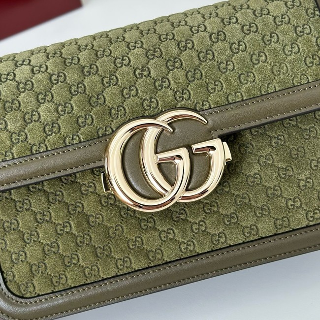 Gucci GG Marmont small suede shoulder bag 826761 green